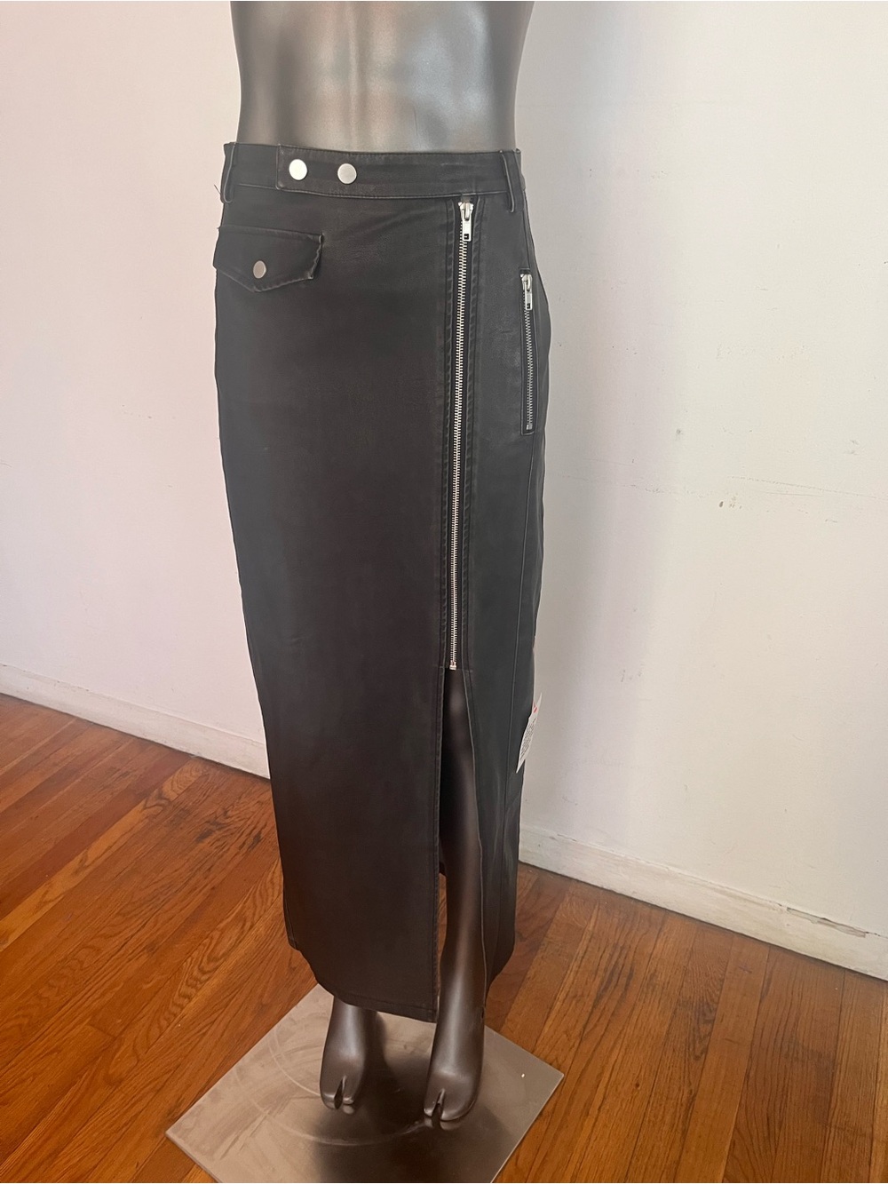 Miss Selfridge faux leather zip moto skirt